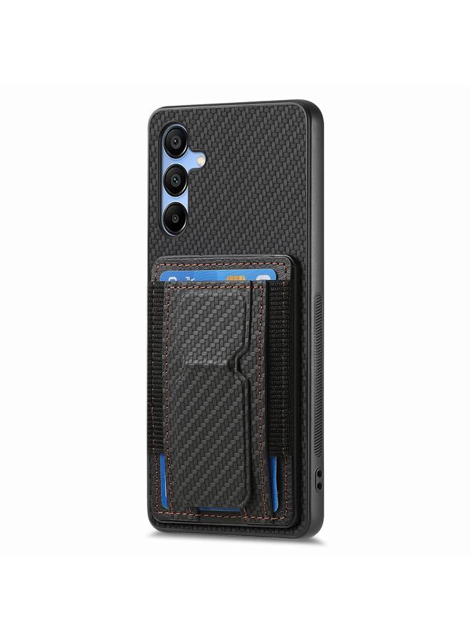 S-TOP Case For Samsung Galaxy A55 5G Carbon Fiber Fold Stand Elastic Card Bag Phone Case - Image 2
