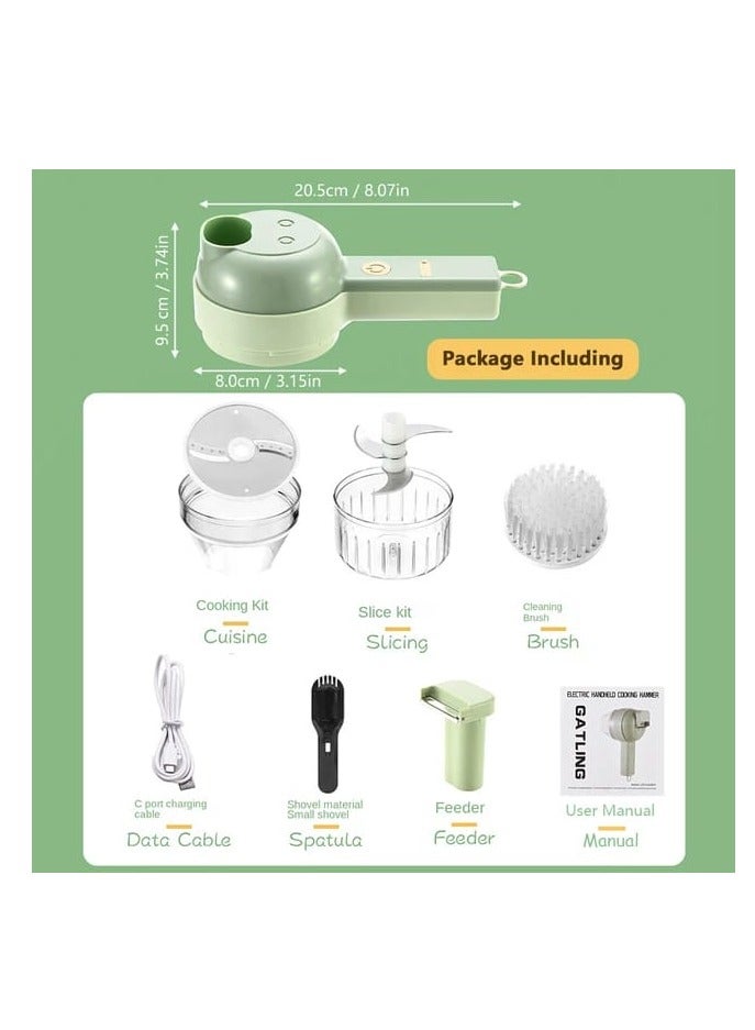 Electric Food Chopper Multifunctional Handheld Electric Vegetables Slicer 4 In 1 Fruit Carrot Potato Chopper Cutting Machine USB Charging Potato Masher  - Image 5