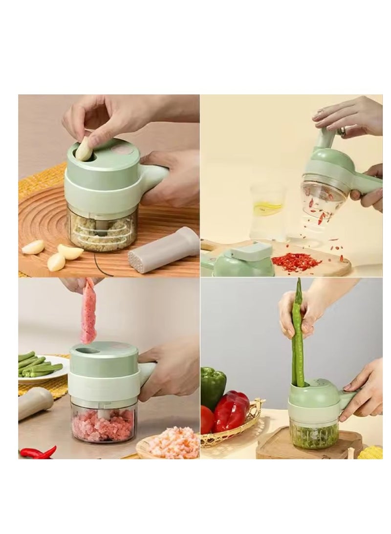 Electric Food Chopper Multifunctional Handheld Electric Vegetables Slicer 4 In 1 Fruit Carrot Potato Chopper Cutting Machine USB Charging Potato Masher  - Image 4