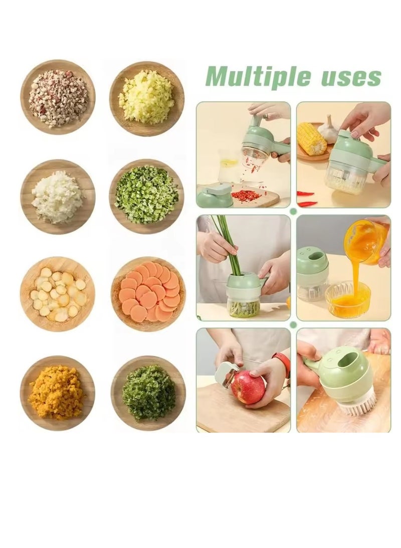 Electric Food Chopper Multifunctional Handheld Electric Vegetables Slicer 4 In 1 Fruit Carrot Potato Chopper Cutting Machine USB Charging Potato Masher  - Image 3