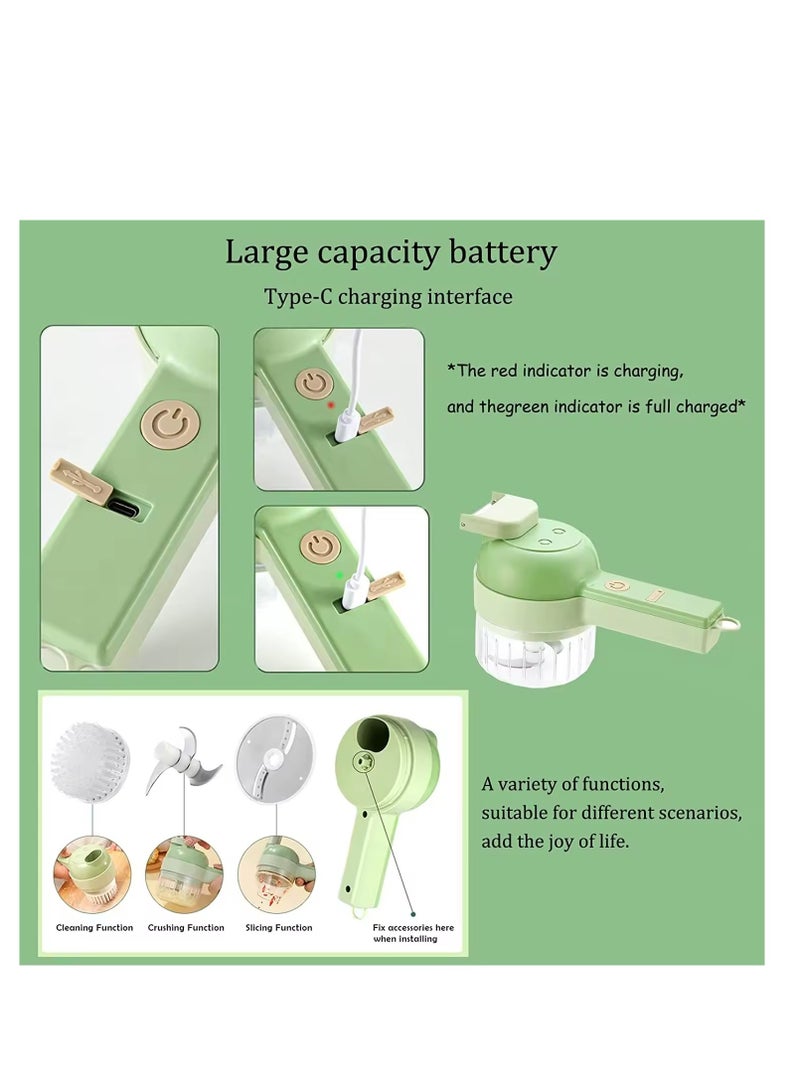 Electric Food Chopper Multifunctional Handheld Electric Vegetables Slicer 4 In 1 Fruit Carrot Potato Chopper Cutting Machine USB Charging Potato Masher  - Image 2