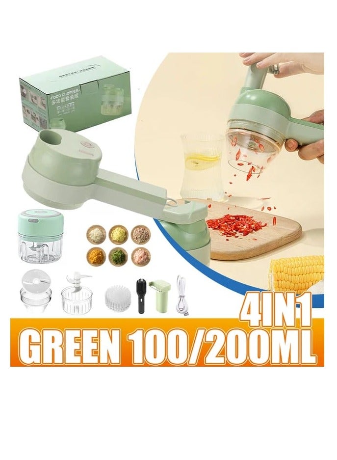 Electric Food Chopper Multifunctional Handheld Electric Vegetables Slicer 4 In 1 Fruit Carrot Potato Chopper Cutting Machine USB Charging Potato Masher  - Image 1