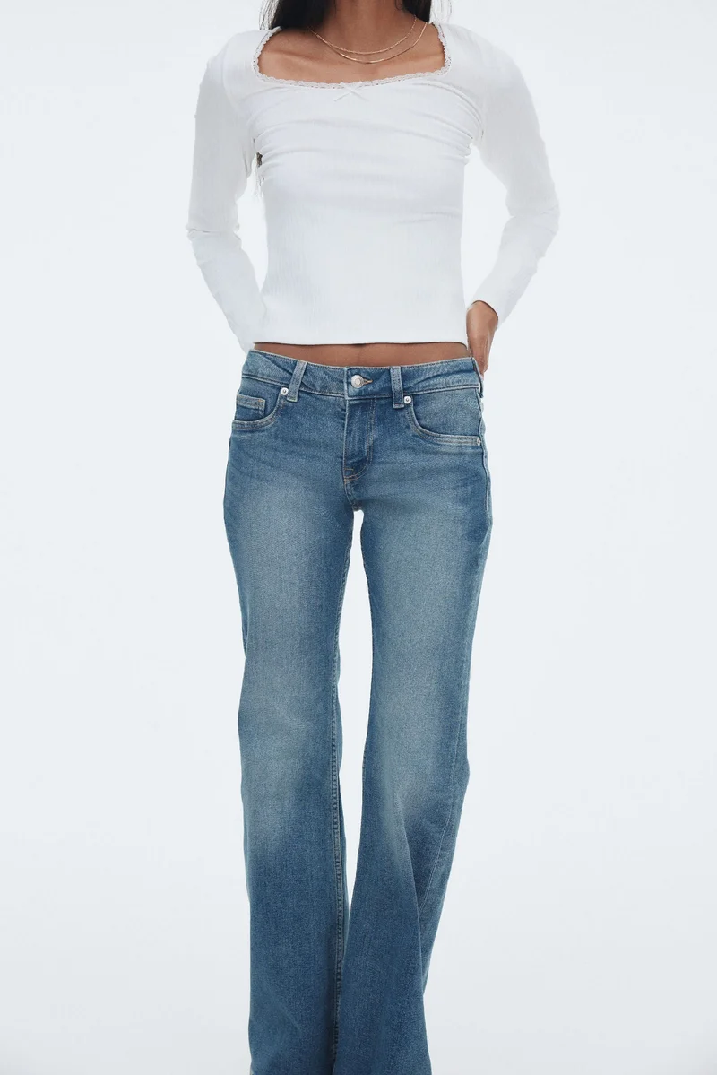 اتش اند ام جينز بقصة حافة واسعة وخصر منخفض