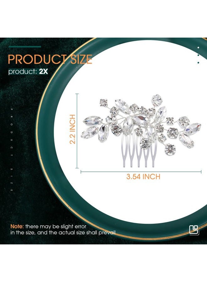 Mtlee 2 Pcs Bridal Wedding Hair Comb Rhinestone Silver Bridal Side Comb Crystal Rhinestone Hair Accessories for Women and Girls - Image 2