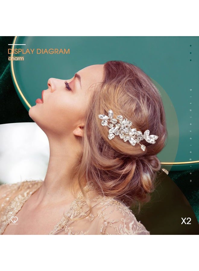 Mtlee 2 Pcs Bridal Wedding Hair Comb Rhinestone Silver Bridal Side Comb Crystal Rhinestone Hair Accessories for Women and Girls - Image 4