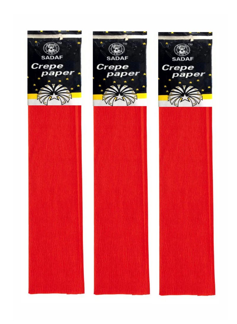 Sadaf Crepe Paper For Art Red Colour 50x200cm Size (Pack of 3) - Image 2