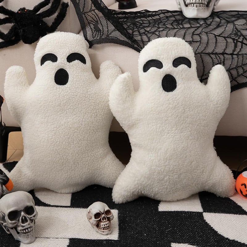 Allorry Ghost Pillow Ghost Decor Halloween Pillows Set of 2 Cute Ghost Indoor Decorative Throw Pillow Ghost Plush Pillows for Halloween Decorative Home Sofa Bed Ghost Decor Cushion(7.9 Inch) - Image 5