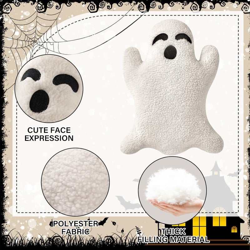 Allorry Ghost Pillow Ghost Decor Halloween Pillows Set of 2 Cute Ghost Indoor Decorative Throw Pillow Ghost Plush Pillows for Halloween Decorative Home Sofa Bed Ghost Decor Cushion(7.9 Inch) - Image 4