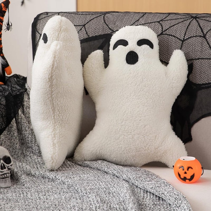 Allorry Ghost Pillow Ghost Decor Halloween Pillows Set of 2 Cute Ghost Indoor Decorative Throw Pillow Ghost Plush Pillows for Halloween Decorative Home Sofa Bed Ghost Decor Cushion(7.9 Inch) - Image 2