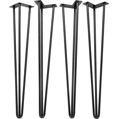 Ventuos 20Inch Hairpin Table Legs 3 Rods Hairpin Feet 4 Pack Heavy Duty Black Hairpin Legs20 - Image 1