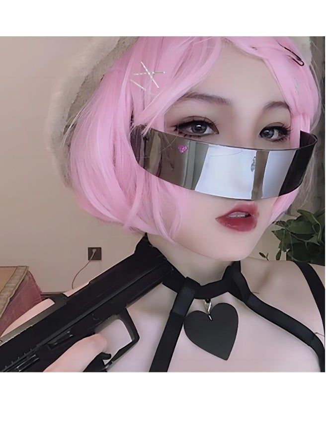 Generic 6 Pieces 80s Futuristic Cyclops Visor Sunglasses with Semi Translucent Back to Future Inspired Costume Futuristic Wrap Visor Sun Glasses for Men Women Cyclops Futuristic Style - Image 2