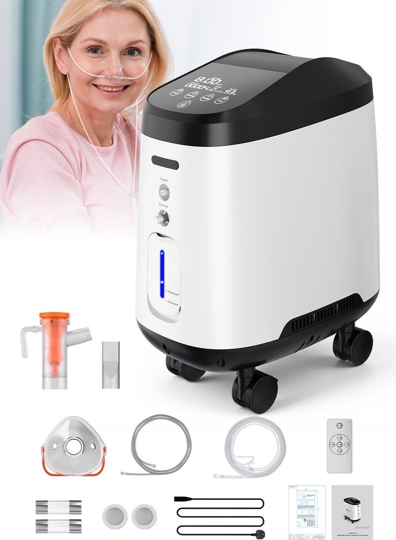 فارون جهاز تكثيف الأكسجين المنزلي من فارون، سعة 2 لتر، بنسبة 93%، مزود بعجلات، مولد أكسجين منزلي، معدل تدفق من 1 لتر إلى 9 لترات - Image 1