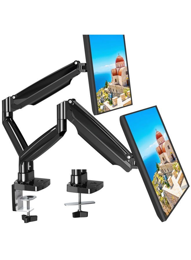 MOUNT PRO Dual Monitor Desk Mount fits 22” to 39” Ultrawide Computer Screen, Holds up to 30.9lbs Each, Fully Adjustable Long Monitor Arm for Two Monitors, Gas Spring Monitor Stand, 100x100 VESA Mount - Image 1