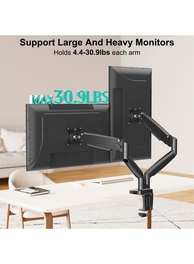 MOUNT PRO Dual Monitor Desk Mount fits 22” to 39” Ultrawide Computer Screen, Holds up to 30.9lbs Each, Fully Adjustable Long Monitor Arm for Two Monitors, Gas Spring Monitor Stand, 100x100 VESA Mount - Image 4