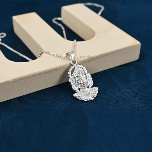 Parnika 925 Khatu Shyam Ji Pendant in Pure 92.5 Sterling Silver for Boys Girls, Men & Women | God Dollar Locket | Gift For Her n Him | - Image 2