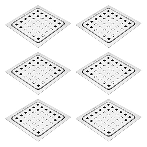 Ruhe® Check Square Flat Cut Floor Drain| Premium Stainless Steel | 5 x 5 inches | Pack of 6 - Image 1
