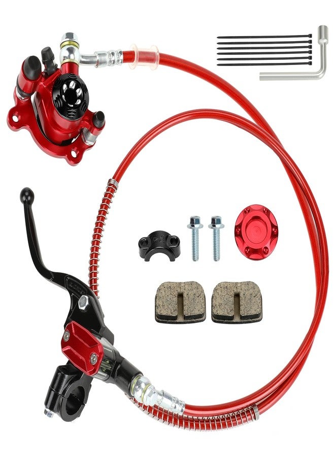 XIKOBY Upgraded Mini Bike Hydraulic Brake Kit Compatible with Baja Doodle Bug DB30 Blitz Dirt Bug Racer Predator 79cc 97cc 212cc 2.8hp 3.0hp Engine Minibike Parts with Pads (Red) - Image 1