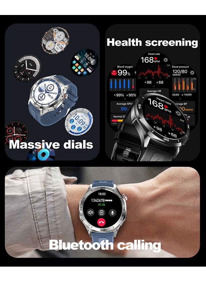 رولستيمي ساعة ذكية للرجال ، 1.52 " شاشة عالية الدقة ، إدارة رياضية متعددة ، مراقبة صحية ، مساعد صوت ، آي بي 67 مقاوم للماء ، ساعة ذكية للأعمال ، آر تي-آي 129 شريط أزرق - Image 2