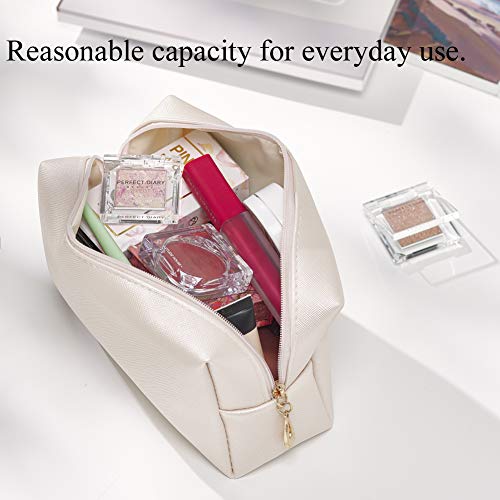 Sohynca PU Leather Cosmetic Bag for Women Minimalism Makeup Bag for Daily Use Portable Storage Purse Small Neat Cosmetic Pouch Water-resistant Toiletry Bag for Travel (Light Pink) - Image 4