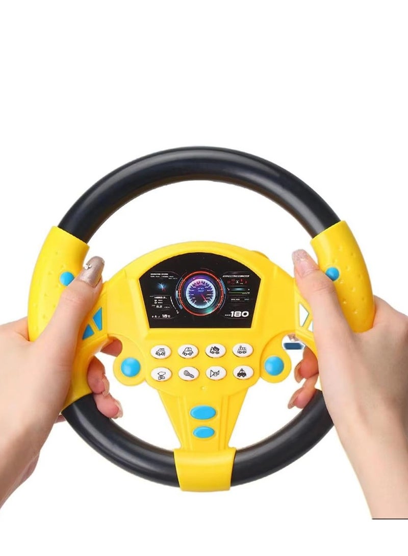 دوركو لعبة عجلة القيادة ، تظاهر القيادة لعبة عجلة القيادة المحاكاة مع الصوت التفاعلي ، ألعاب الحسية للتعلم التعليمي للأطفال الصغار (الأصفر) - Image 1