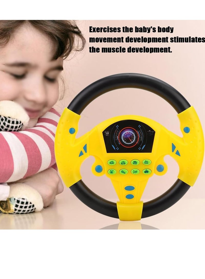 دوركو لعبة عجلة القيادة ، تظاهر القيادة لعبة عجلة القيادة المحاكاة مع الصوت التفاعلي ، ألعاب الحسية للتعلم التعليمي للأطفال الصغار (الأصفر) - Image 3