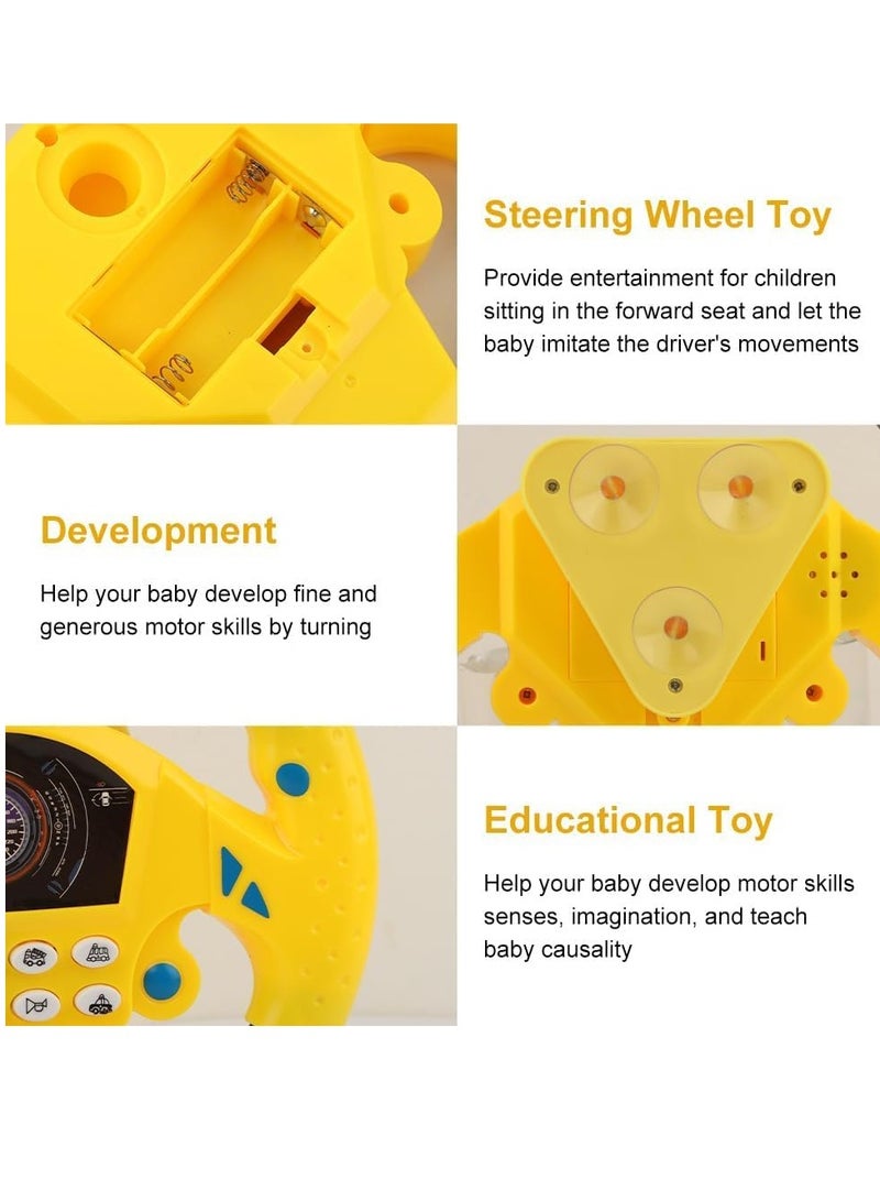 دوركو لعبة عجلة القيادة ، تظاهر القيادة لعبة عجلة القيادة المحاكاة مع الصوت التفاعلي ، ألعاب الحسية للتعلم التعليمي للأطفال الصغار (الأصفر) - Image 4