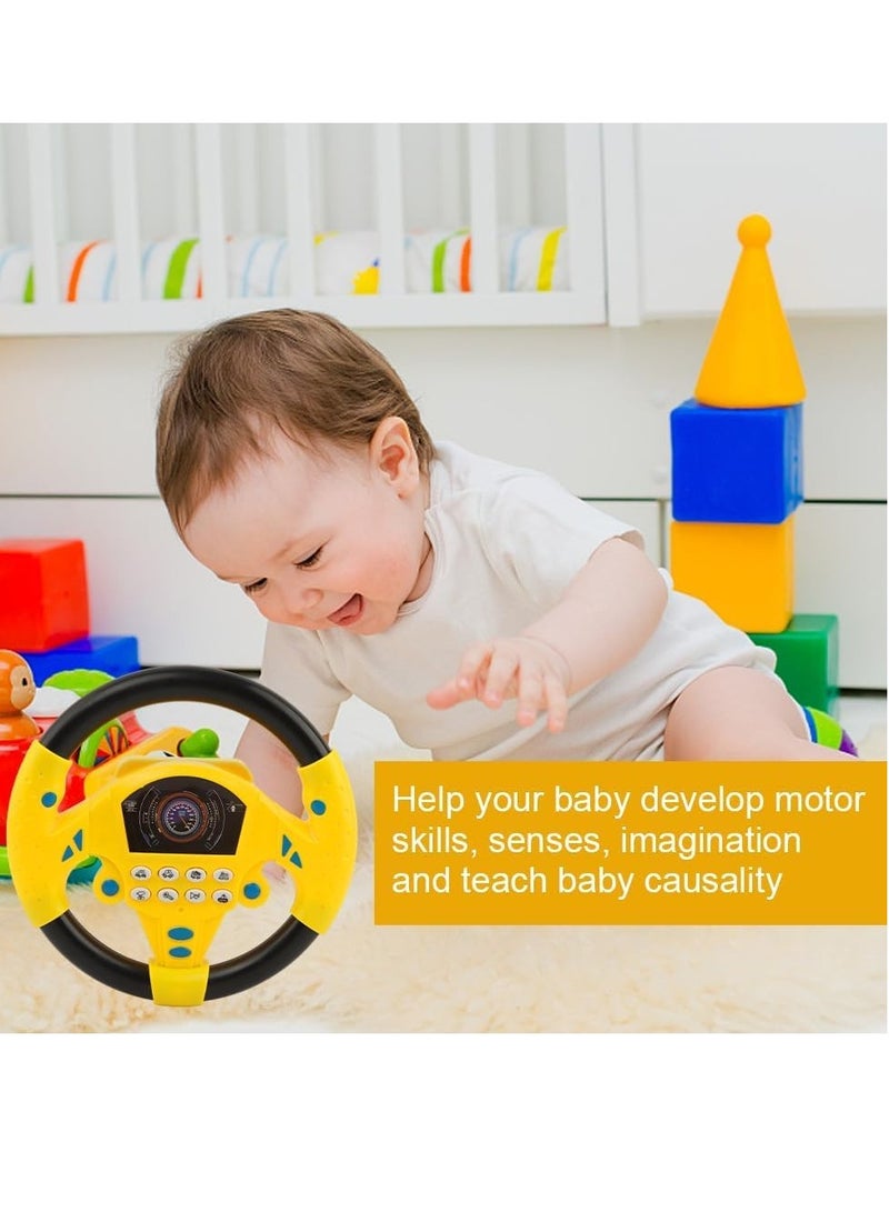 دوركو لعبة عجلة القيادة ، تظاهر القيادة لعبة عجلة القيادة المحاكاة مع الصوت التفاعلي ، ألعاب الحسية للتعلم التعليمي للأطفال الصغار (الأصفر) - Image 5