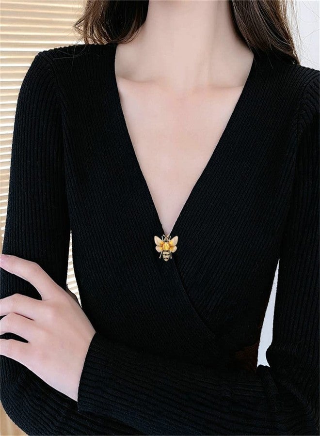 Dtja Rhinestone Bee Brooch Pin for Women Girls Fashion Cute Yellow Black Crystal Honeybee Bumblebee Animal Insect Brooches Lapel Pins Dainty Dress Accessories Wedding Christmas Birthday Jewelry Gift - Image 2