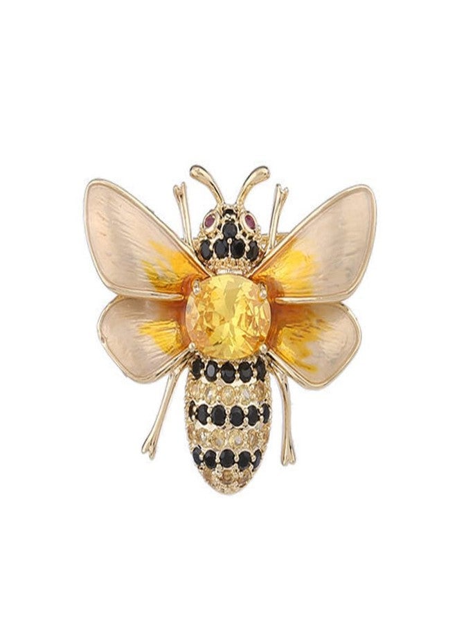 Dtja Rhinestone Bee Brooch Pin for Women Girls Fashion Cute Yellow Black Crystal Honeybee Bumblebee Animal Insect Brooches Lapel Pins Dainty Dress Accessories Wedding Christmas Birthday Jewelry Gift - Image 1