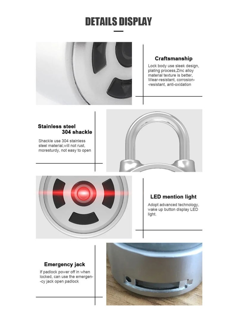 Bluetooth Padlock, Universal Mini Electronic Padlock APP Control Password Lock for Dormitory Cabinets Drawers Suitcase Intelligent Electronic Password APP Padlock