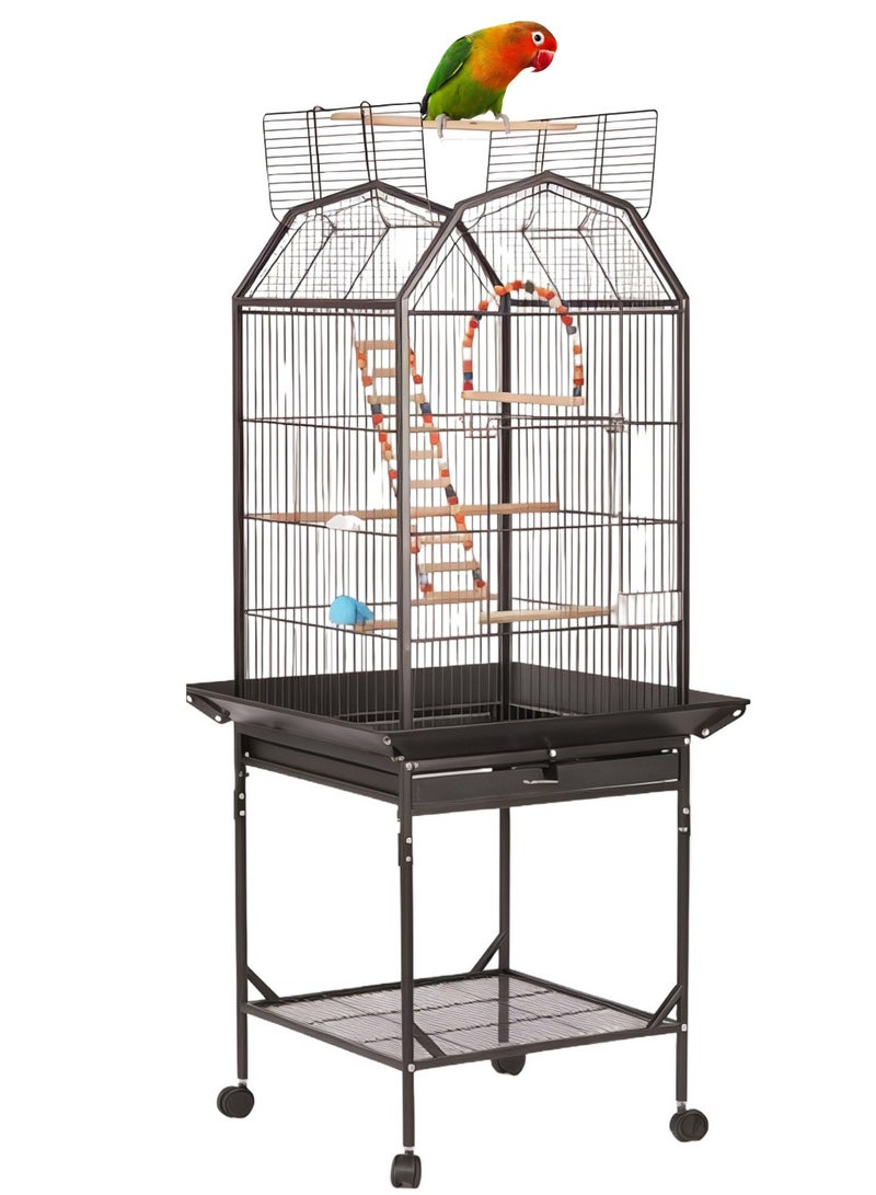 Kidle Large Bird Cage Luxury Bird House Open Top Standing Parrot Cage with Rolling Stand Bird Swing Toys Play Ladder Bird Supplies - Image 1