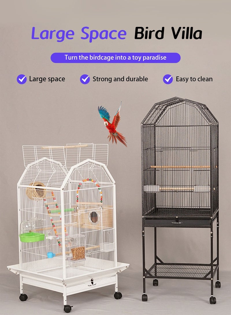 Kidle Large Bird Cage Luxury Bird House Open Top Standing Parrot Cage with Rolling Stand Bird Swing Toys Play Ladder Bird Supplies - Image 3