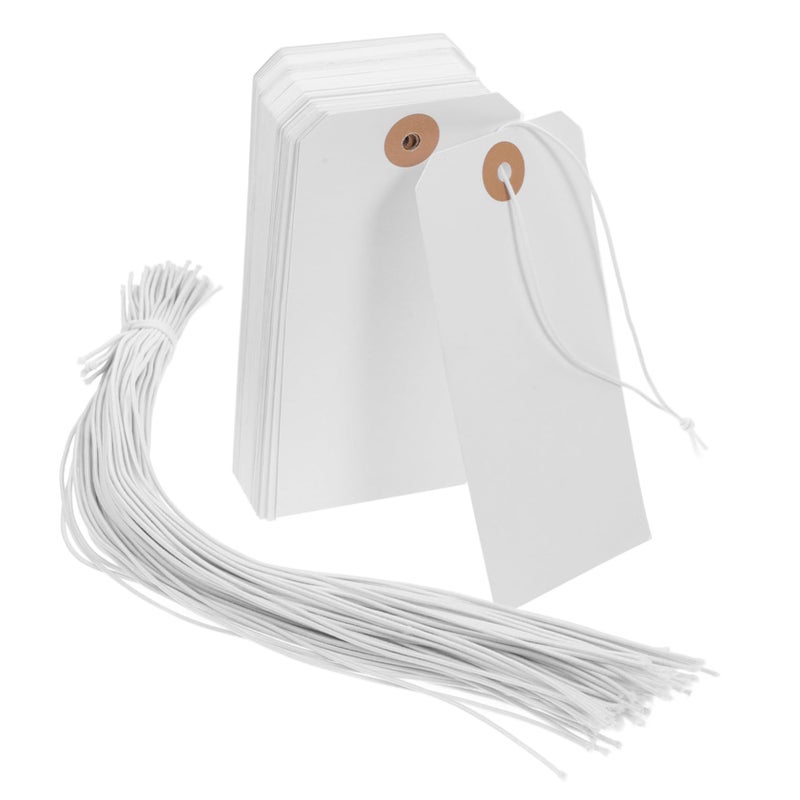100Pcs White Blank Clothing Tags With Wire For Shoes Bags Labeling Organization Retail Crafting - Image 2