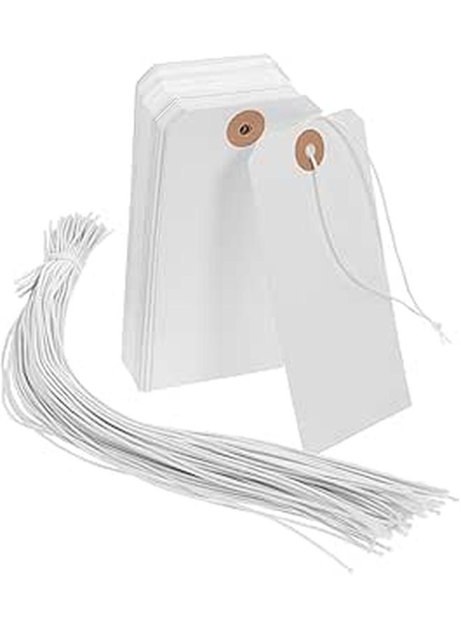 100Pcs White Blank Clothing Tags With Wire For Shoes Bags Labeling Organization Retail Crafting - Image 1