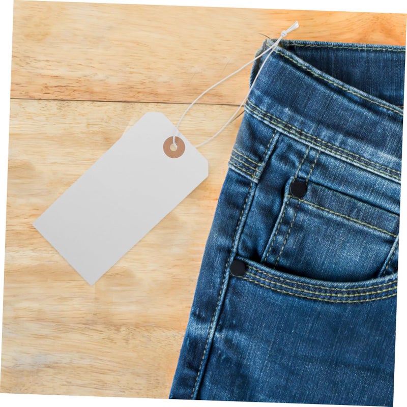 100Pcs White Blank Clothing Tags With Wire For Shoes Bags Labeling Organization Retail Crafting - Image 5