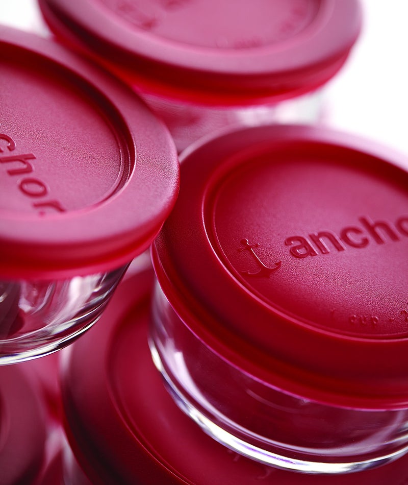 Anchor Hocking Classic Glass Food Storage Containers with Lids  Red  2-Cup (6-Piece Set - Includes 3 Containers and 3 Lids) - Image 2