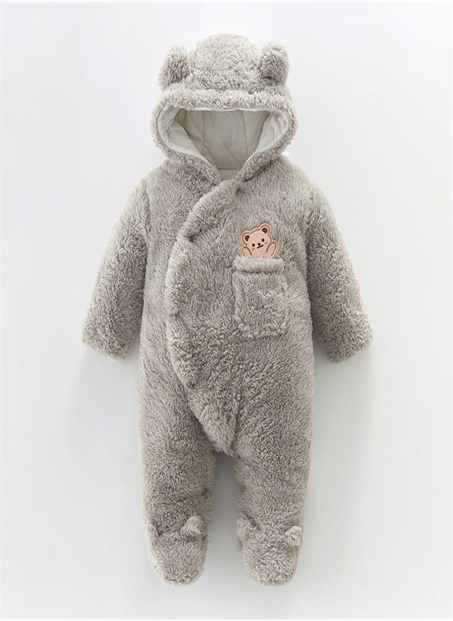 Loquat Squality Baby Thick Hooded Jumpsuit Grey  - Image 1