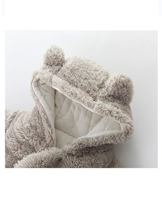 Loquat Squality Baby Thick Hooded Jumpsuit Grey  - Image 4