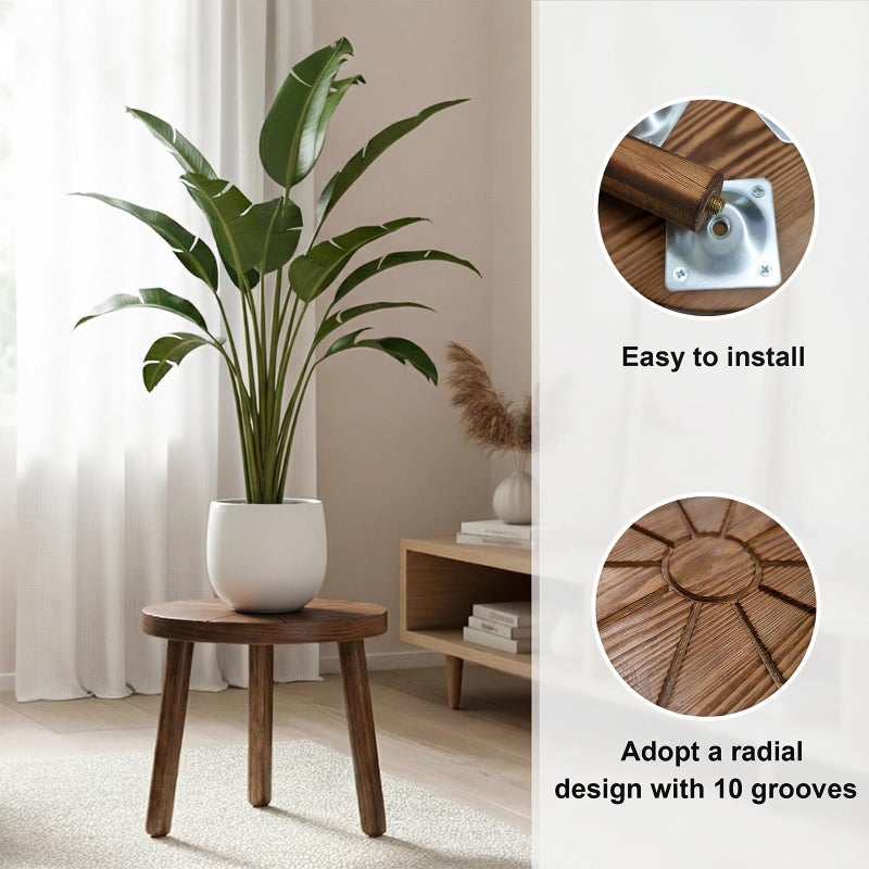 Delma Wood Plant Stands Indoor, 5-Pack Single Plant Stand for 6-12 Inch Pots, Mid-Century Modern Plant Stool, Tall Plant Stand for Large Plants for Living Room, Balcony, Office (Dark Brown, 5-Pack) - Image 2