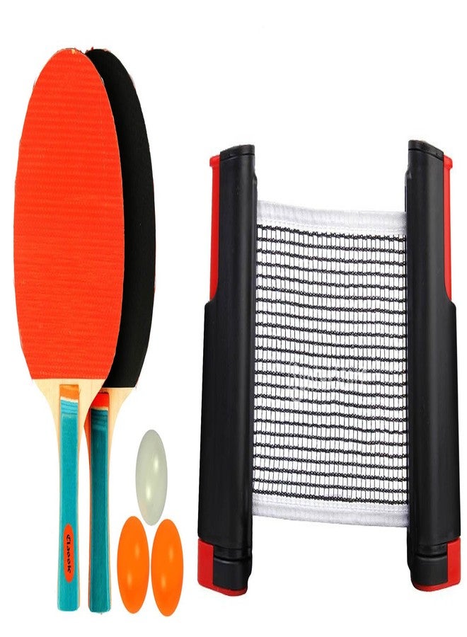 Klapp Table Tennis Set with Two Racquet Three Ball and One Adjustable Net - Image 1