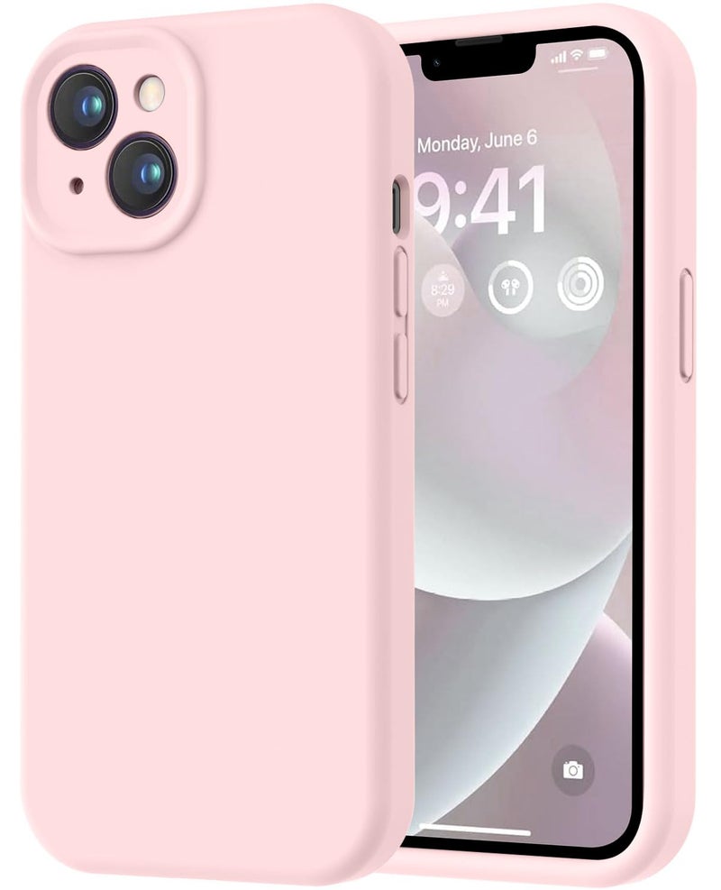 LOVE 3000 Designed for iPhone 14 Case, Premium Silicone with [Soft Anti-Scratch Microfiber Lining] Shockproof Protective Phone Case for Men Women Girls 6.1", Chalk Pink - Image 1