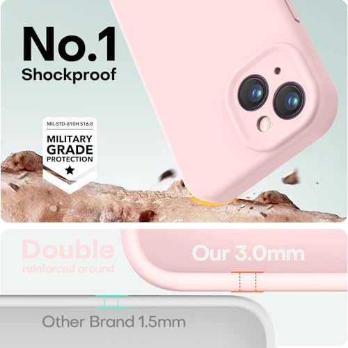 LOVE 3000 Designed for iPhone 14 Case, Premium Silicone with [Soft Anti-Scratch Microfiber Lining] Shockproof Protective Phone Case for Men Women Girls 6.1", Chalk Pink - Image 4