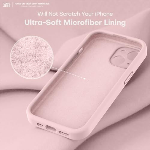LOVE 3000 Designed for iPhone 14 Case, Premium Silicone with [Soft Anti-Scratch Microfiber Lining] Shockproof Protective Phone Case for Men Women Girls 6.1", Chalk Pink - Image 5
