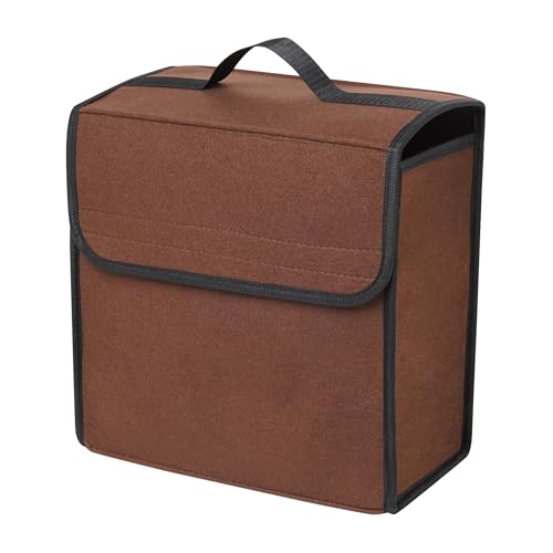 JVCV® Car Trunk Boot Organizer, Car Storage and Organizer Anti Slip Car Accessories Organizer for Car, Suv, Sedan, Truck, Minivan Anti Slip Bottom (Small - Brown) - Image 1