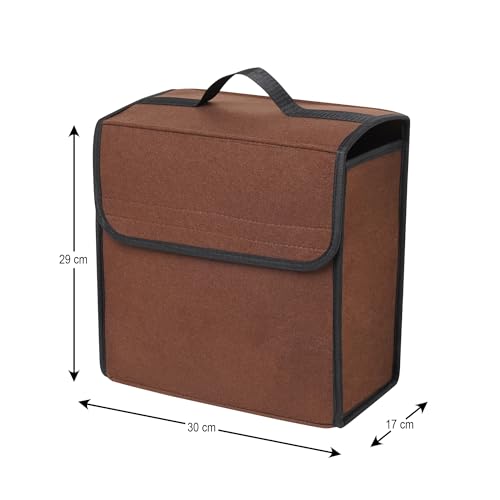 JVCV® Car Trunk Boot Organizer, Car Storage and Organizer Anti Slip Car Accessories Organizer for Car, Suv, Sedan, Truck, Minivan Anti Slip Bottom (Small - Brown) - Image 3
