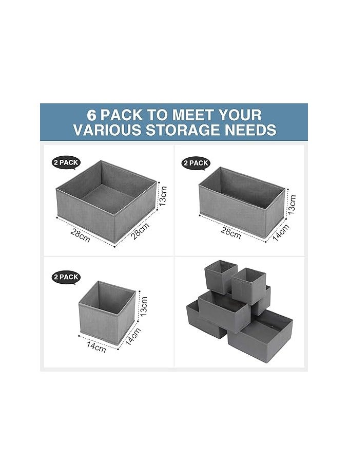 Y&D Uncovered Desktop Small Storage Box Six-piece Underwear Socks Finishing Box Student Storage Box Undivided Storage Box For Home Office Closet Toys Clothes Linen Sundries (gray) - Image 2