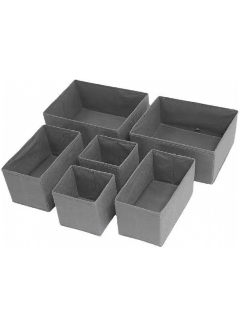 Y&D Uncovered Desktop Small Storage Box Six-piece Underwear Socks Finishing Box Student Storage Box Undivided Storage Box For Home Office Closet Toys Clothes Linen Sundries (gray) - Image 1