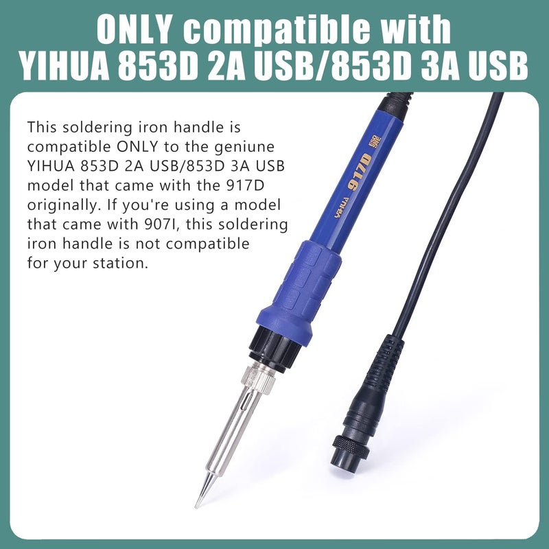 YIHUA 917D مقبض استبدال لحام باللون الأزرق ليد Yihua 853D 2A USB 853D 3A USB - Image 2