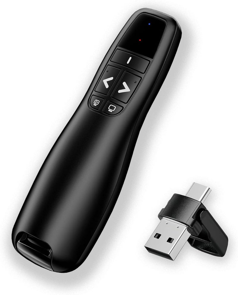 جهاز التحكم عن بعد للعروض التقديمية، جهاز تحكم لاسلكي عن بعد لعروض PowerPoint، جهاز تحكم PowerPoint 2.4GHz USB للكمبيوتر، اللابتوب، Mac (Y-018) - Image 1