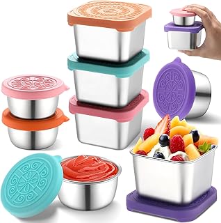 FillTouch 8 Pack Leakproof Dips Containers 6oz/180ml+1.7oz/50ml Salad Dressing Snack Container with Lid Reusable - Image 1